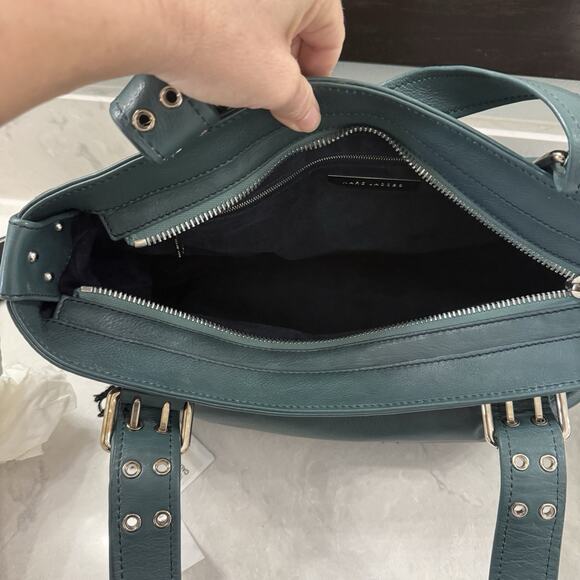 Marc Jacobs Stella Leather Tote Shoulder Handbag Purse Peacock Blue Silver New - Picture 12 of 16